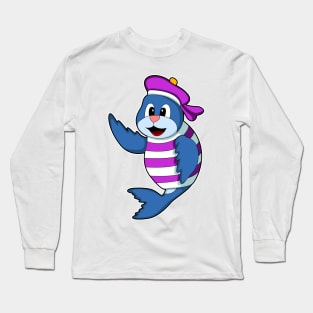 Seal as Sailor with Hat Long Sleeve T-Shirt